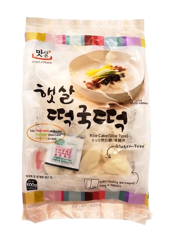Gnocchi di riso coreani Tteok a fette -Matamun 600g (3pz x 200g)